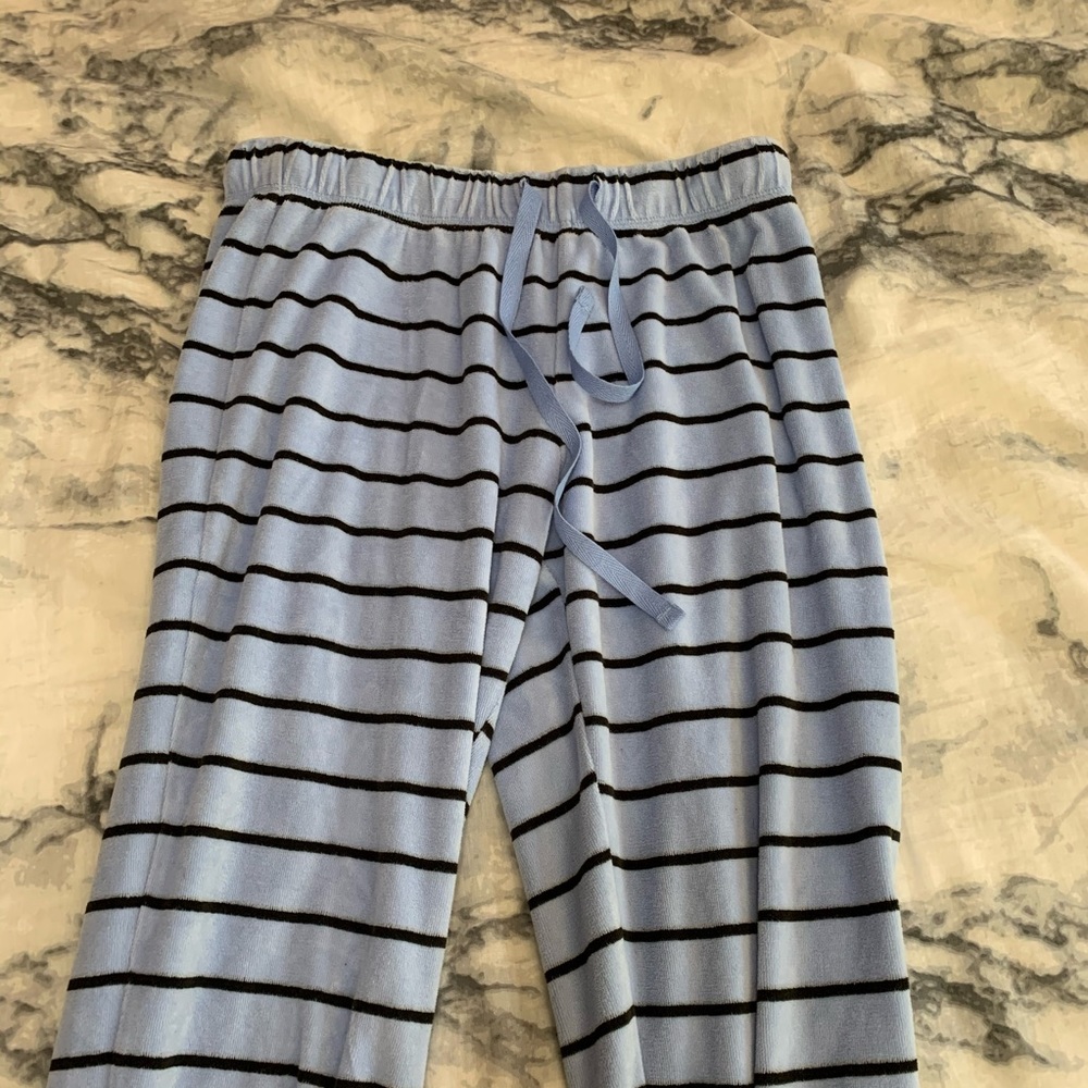 blue striped pajama pants